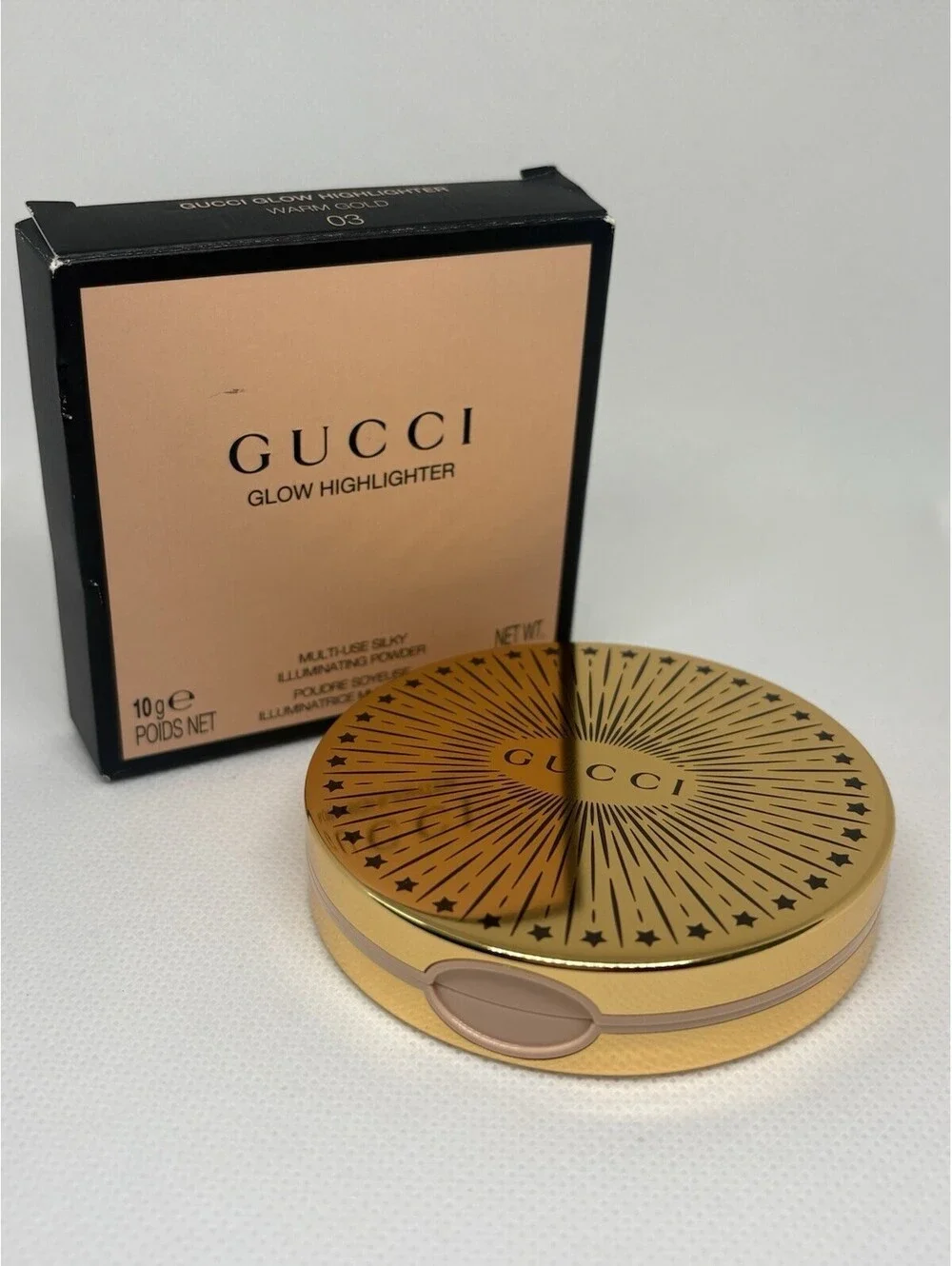 Gucci Glow Highlighter Multi Use Silky Illuminating Powder Warm Gold 03NIB